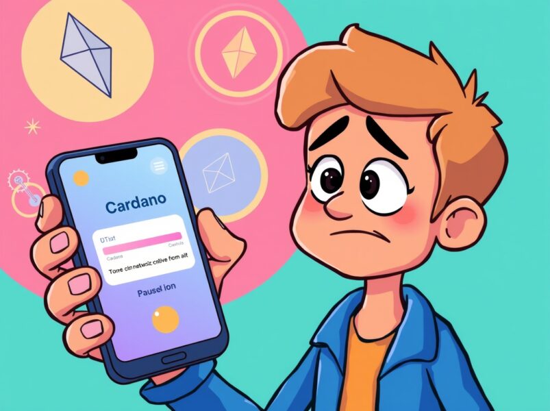 Bithumb ADA suspension announcement showing paused Cardano transactions on mobile app