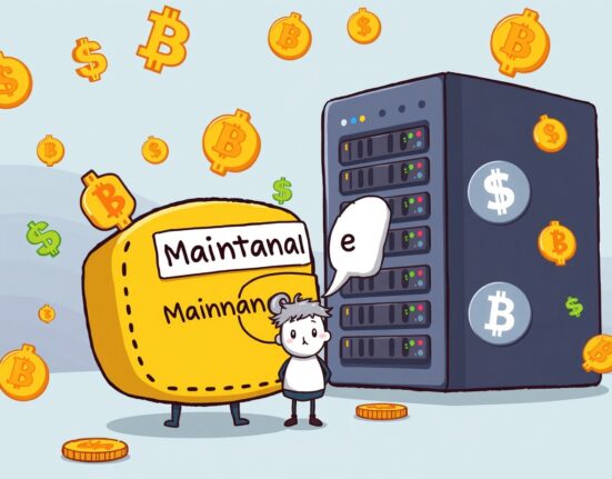 Cartoon illustration showing a crypto wallet under maintenance, symbolizing Bithumb's temporary halt of ADD withdrawals.