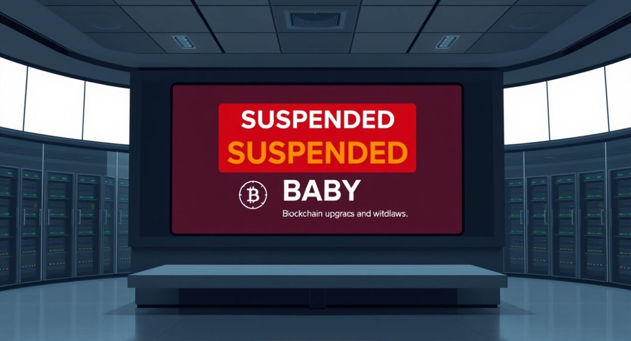 Bithumb BABY suspension alert screen for Babylon network upgrade on May 5