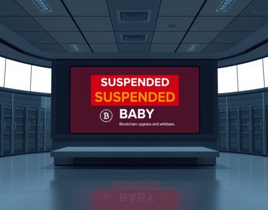 Bithumb BABY suspension alert screen for Babylon network upgrade on May 5