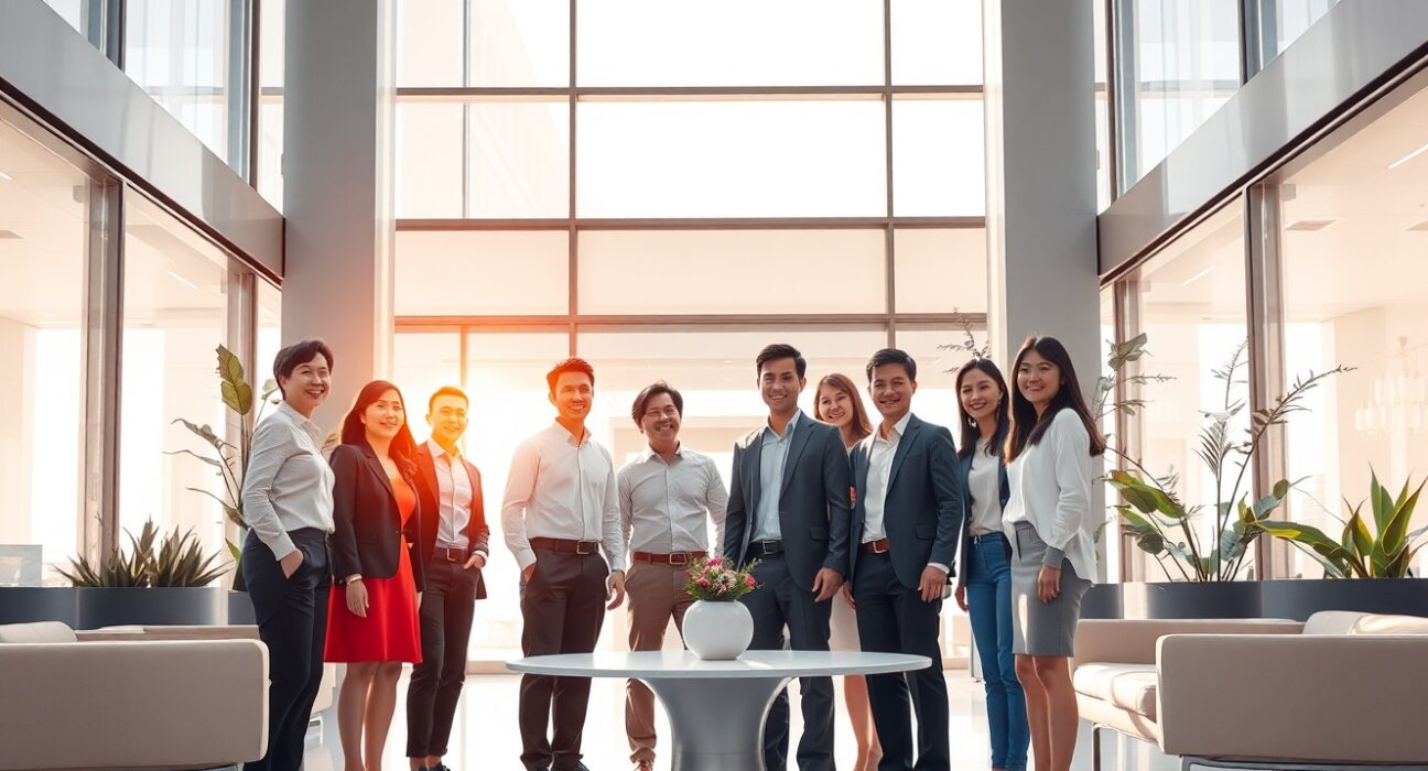 Bithumb employees celebrate the company's performance bonus announcement in a Seoul office.