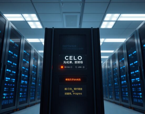 Bithumb cryptocurrency exchange server room during CELO network maintenance in Seoul