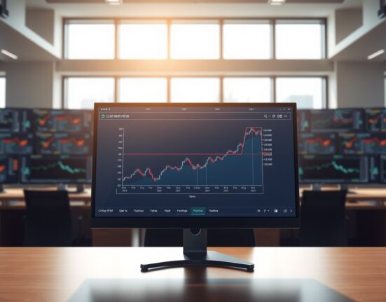 Professional trading interface showing CHIP/KRW listing on Bithumb exchange in a financial newsroom setting