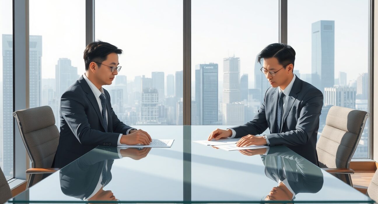 Bithumb and Circle executives discussing stablecoin partnership in Seoul meeting for cryptocurrency market expansion.