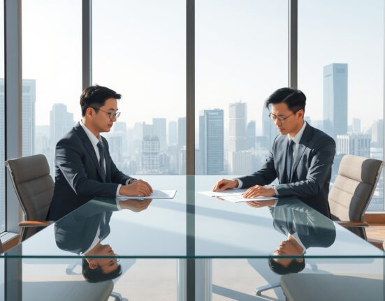 Bithumb and Circle executives discussing stablecoin partnership in Seoul meeting for cryptocurrency market expansion.