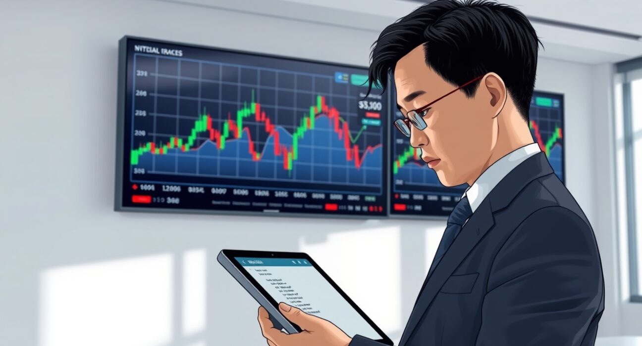Analyst reviewing Solv Protocol delisting watchlist on a tablet in a Seoul trading office.