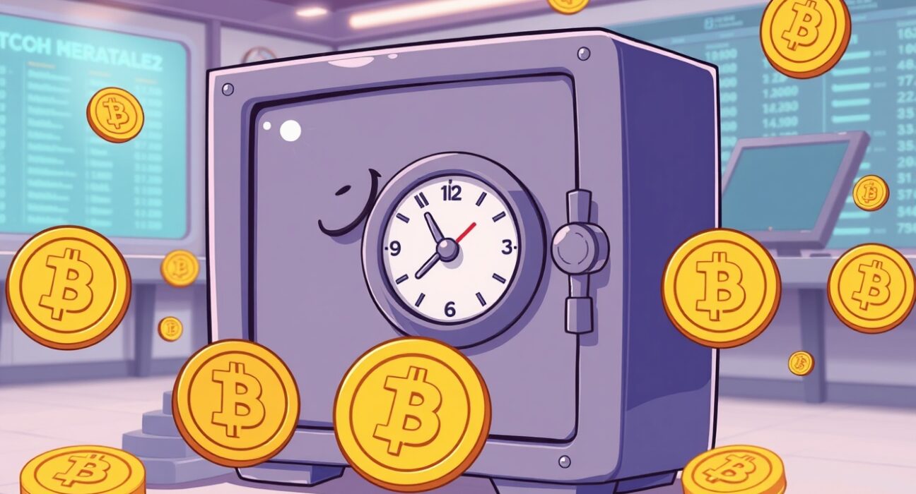 Bithumb crypto deposits and withdrawals temporarily paused for a security audit, illustrated as a vault resting.