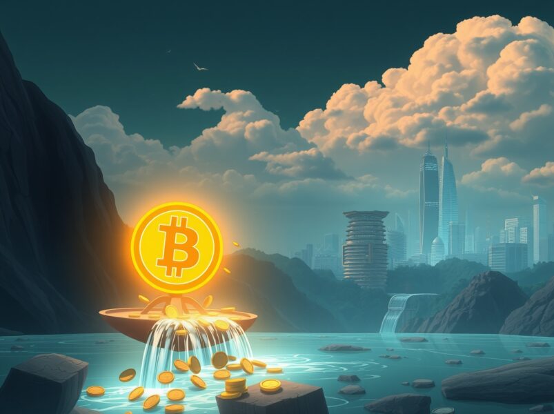 Conceptual Ghibli-style art representing the risk and volatility behind Bithumb's forced crypto lending liquidations.