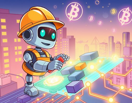 Cartoon illustration of a network upgrade causing a temporary Bithumb CSPR suspension for maintenance.