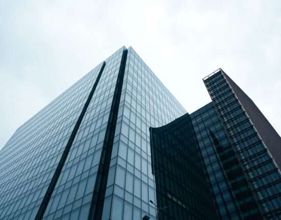 Exterior of a modern office building in Seoul, South Korea, representing Bithumb's headquarters.
