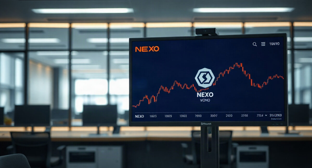Bithumb exchange trading screen showing NEXO/KRW pair with revised listing time