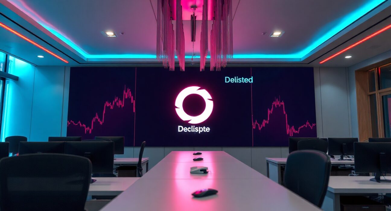 Bithumb exchange trading floor with delisting warning for Eclipse ES token on display