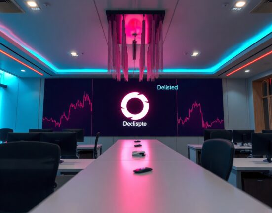 Bithumb exchange trading floor with delisting warning for Eclipse ES token on display