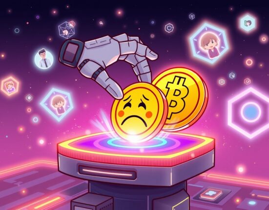 A cartoon illustration of the Elixir token being delisted from the Bithumb cryptocurrency exchange platform.