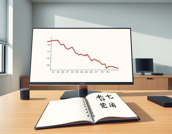 Bithumb exchange decision to delist Nomina (NOM) token shown on a trading desk monitor with analytical notes.