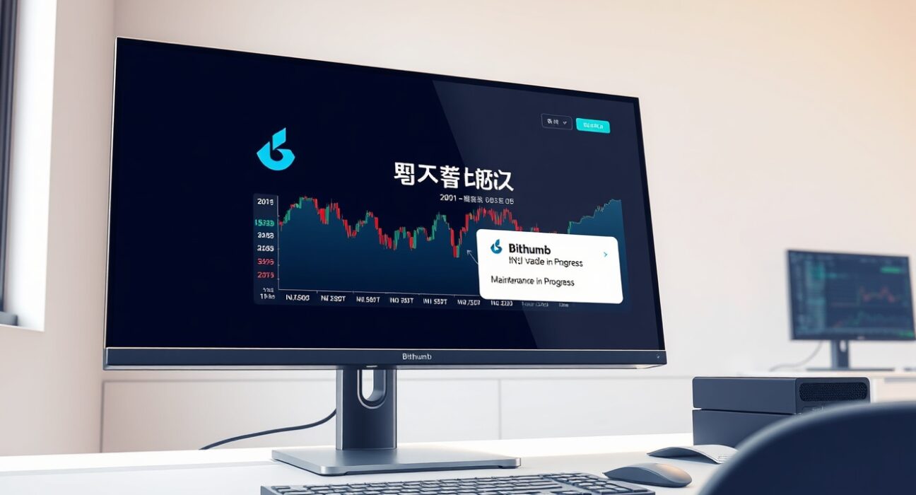 Bithumb exchange interface showing INJ trading pair during maintenance for network upgrade.