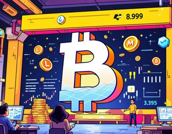 Vibrant cartoon showing new tokens entering a crypto exchange, symbolizing the upcoming Bithumb listing of LISTA and MERL pairs.