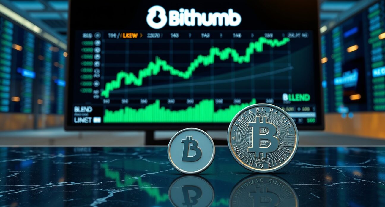 Bithumb lists Fluent BLEND token for KRW trading on its platform, with a sleek trading interface and coin.