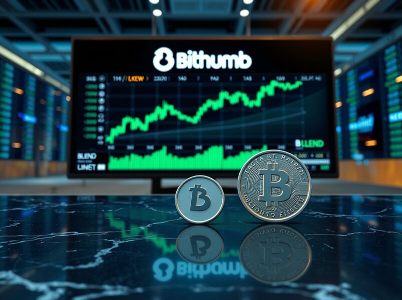 Bithumb lists Fluent BLEND token for KRW trading on its platform, with a sleek trading interface and coin.