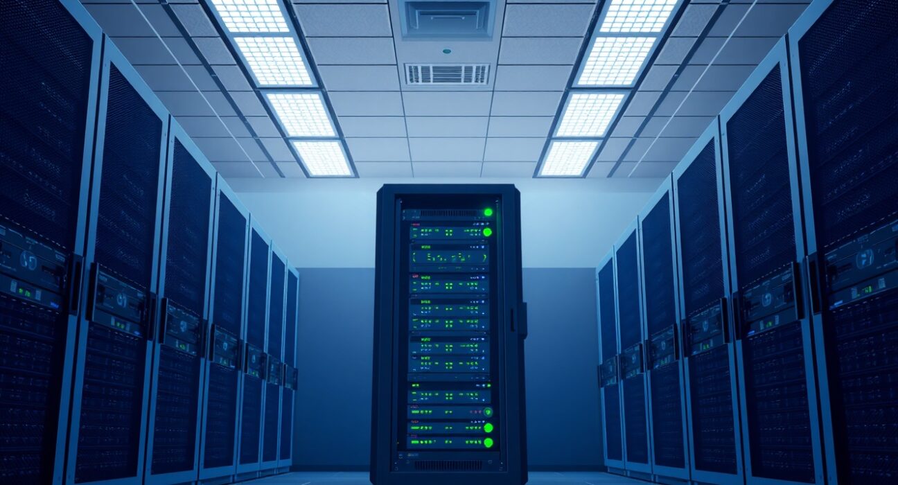 Secure server infrastructure representing the Bithumb LUNA2 network upgrade and maintenance process.