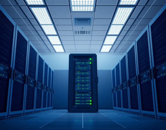 Secure server infrastructure representing the Bithumb LUNA2 network upgrade and maintenance process.