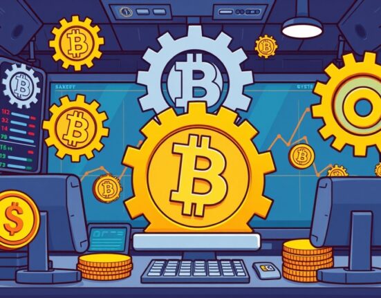 Illustration of a crypto exchange undergoing Bithumb maintenance to enhance trading system performance.