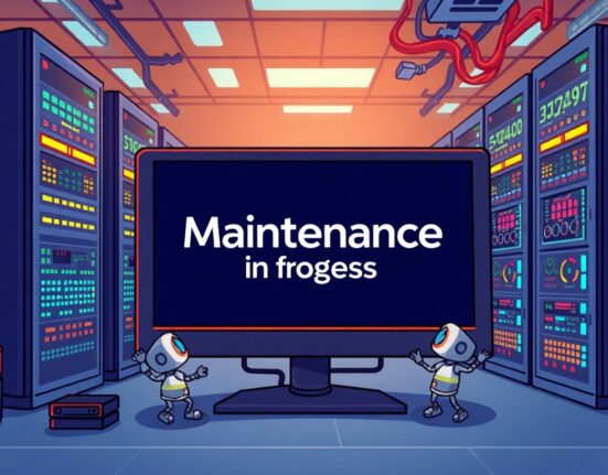 Illustration depicting essential Bithumb maintenance, symbolizing system upgrades for improved crypto trading efficiency and reliability.