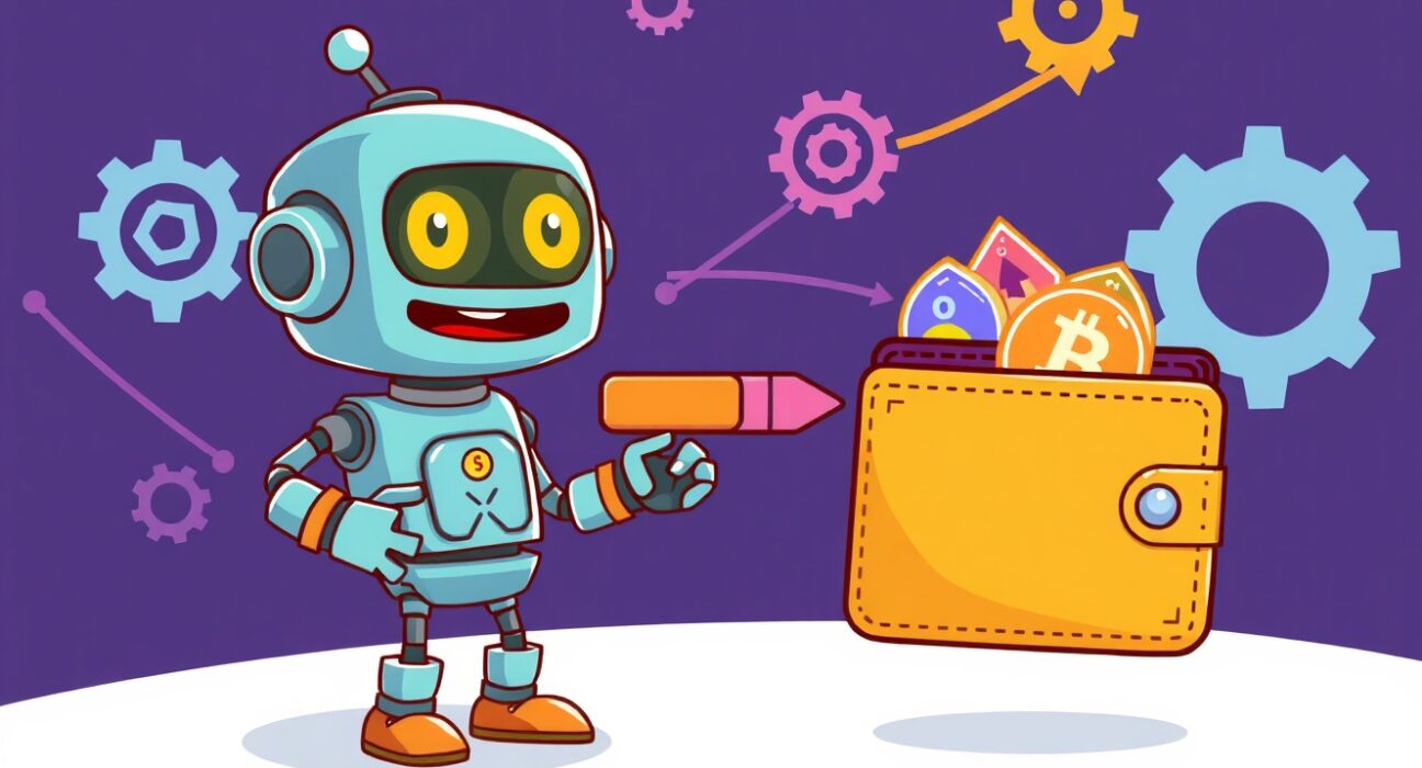 Bithumb MERL suspension network upgrade cartoon illustration showing blockchain maintenance