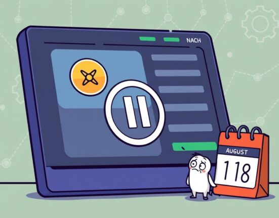 A cartoon illustration depicting the temporary Bithumb NEAR suspension for deposits and withdrawals, highlighting a crucial network update.
