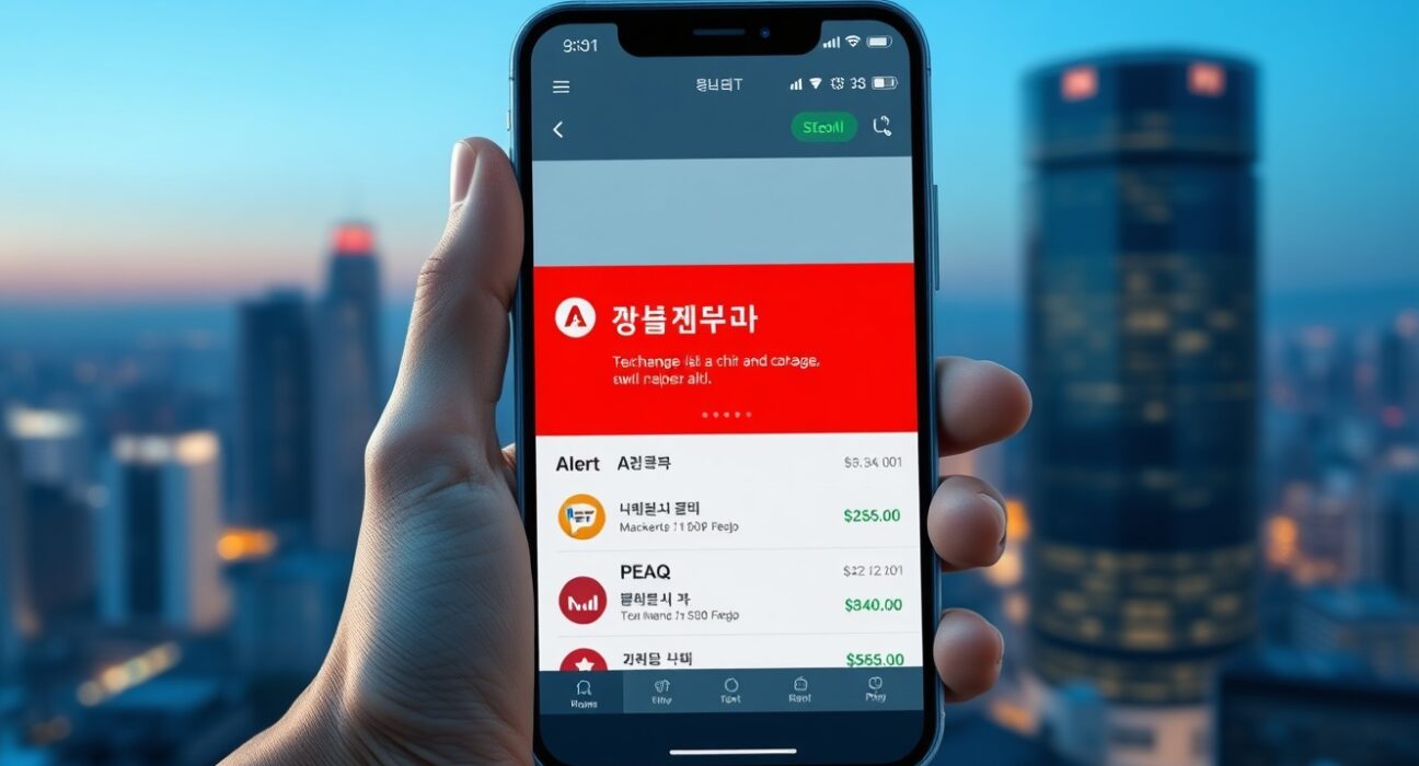 Bithumb exchange app showing PEAQ transaction suspension alert due to network issues.
