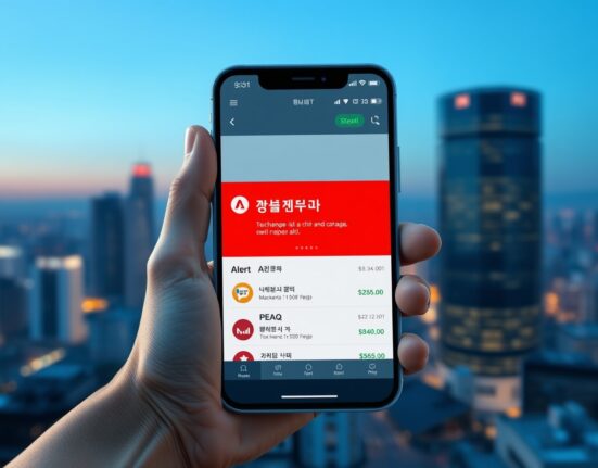 Bithumb exchange app showing PEAQ transaction suspension alert due to network issues.