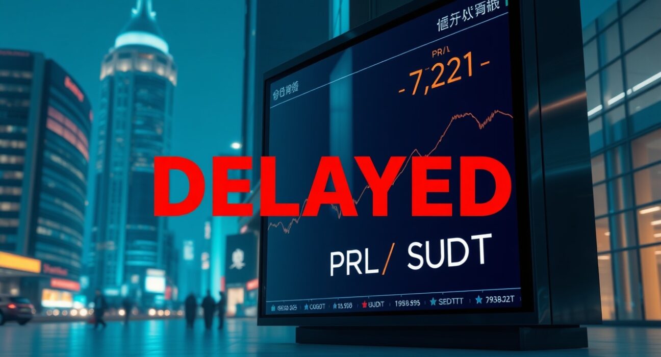 Bithumb postpones PRL listing due to circulating supply verification, digital trading interface showing delay notice