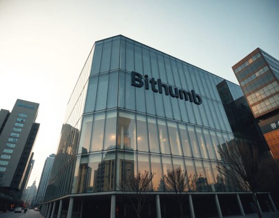 Bithumb exchange headquarters in Seoul, South Korea, on a clear day