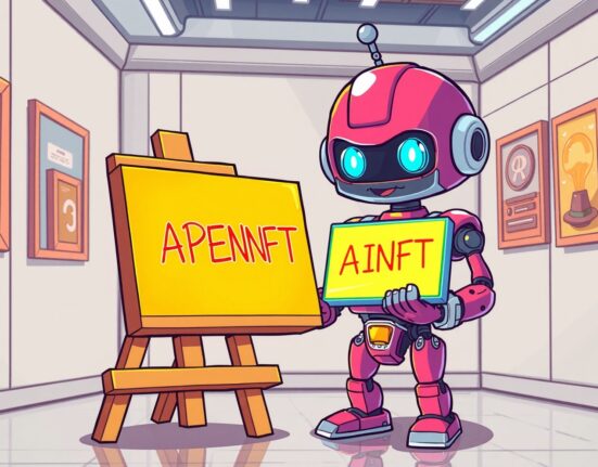 A vibrant cartoon illustration symbolizing the strategic rebrand from APENFT to AINFT token.