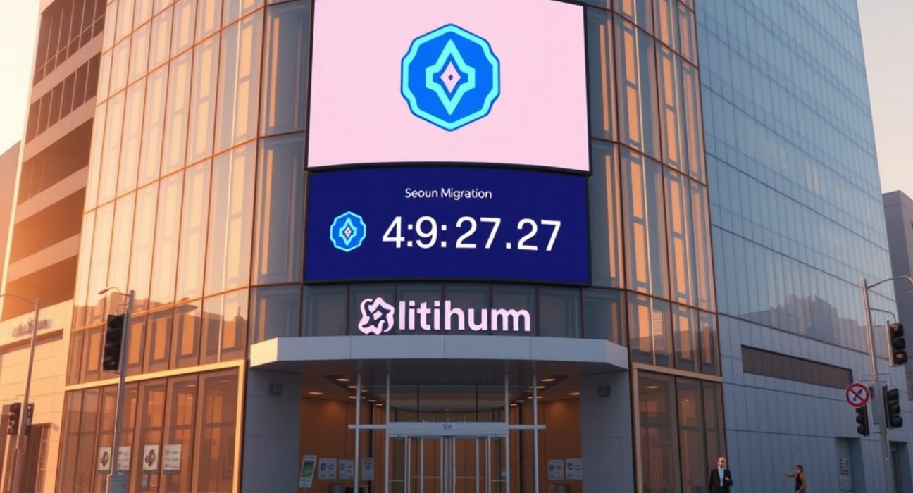 Bithumb SPURS withdrawal halt announcement with digital countdown to April 27 token migration