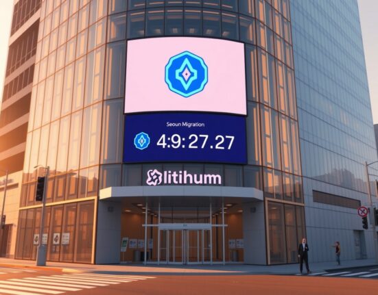 Bithumb SPURS withdrawal halt announcement with digital countdown to April 27 token migration