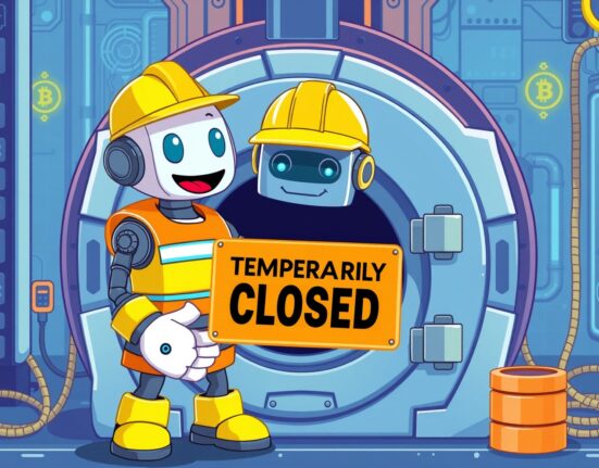 Bithumb STRK suspension illustrated as a temporary maintenance pause for network improvement.