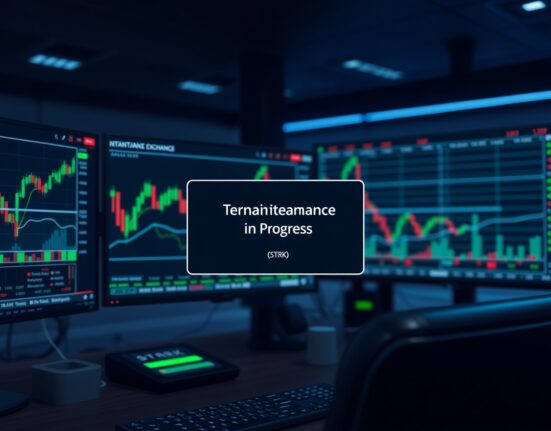 Bithumb exchange interface showing temporary maintenance for Starknet STRK transactions during network upgrade