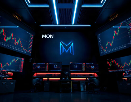 Bithumb exchange screens showing Monad (MON) trading charts and ticker symbol