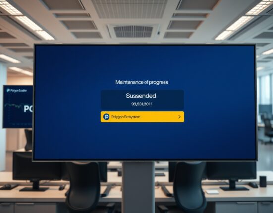 Digital screen showing POL token suspended for maintenance on a trading platform