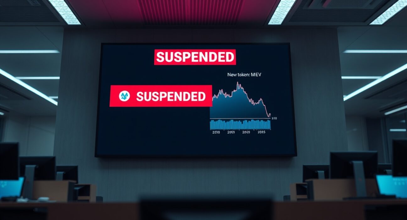 Bithumb exchange screen showing MEV token suspended due to Meverse network issues
