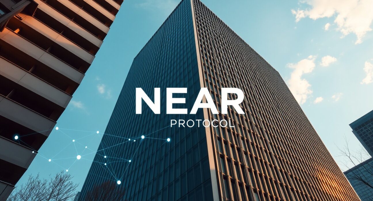 Bithumb exchange building in Seoul with NEAR Protocol network upgrade announcement