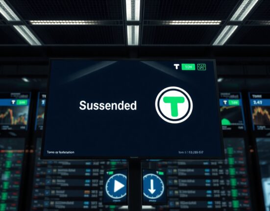 Bithumb exchange interface showing Toncoin (TON) suspension notice for mainnet upgrade