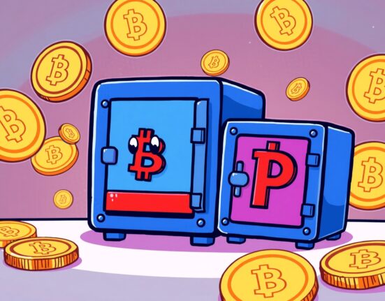 Illustration showing Bithumb suspending transactions with Paxful, depicting halted crypto exchange activity.