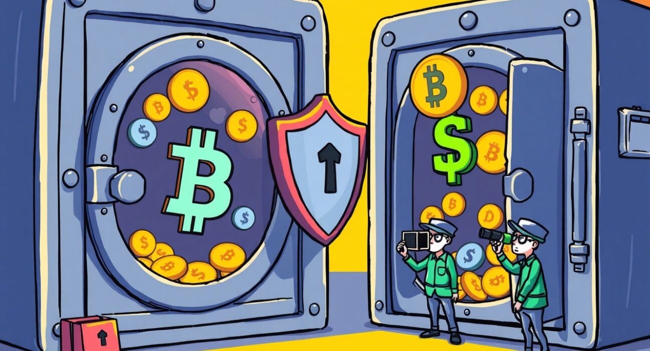 Bithumb suspends withdrawals security protocol illustration showing protected digital asset transfer between exchanges