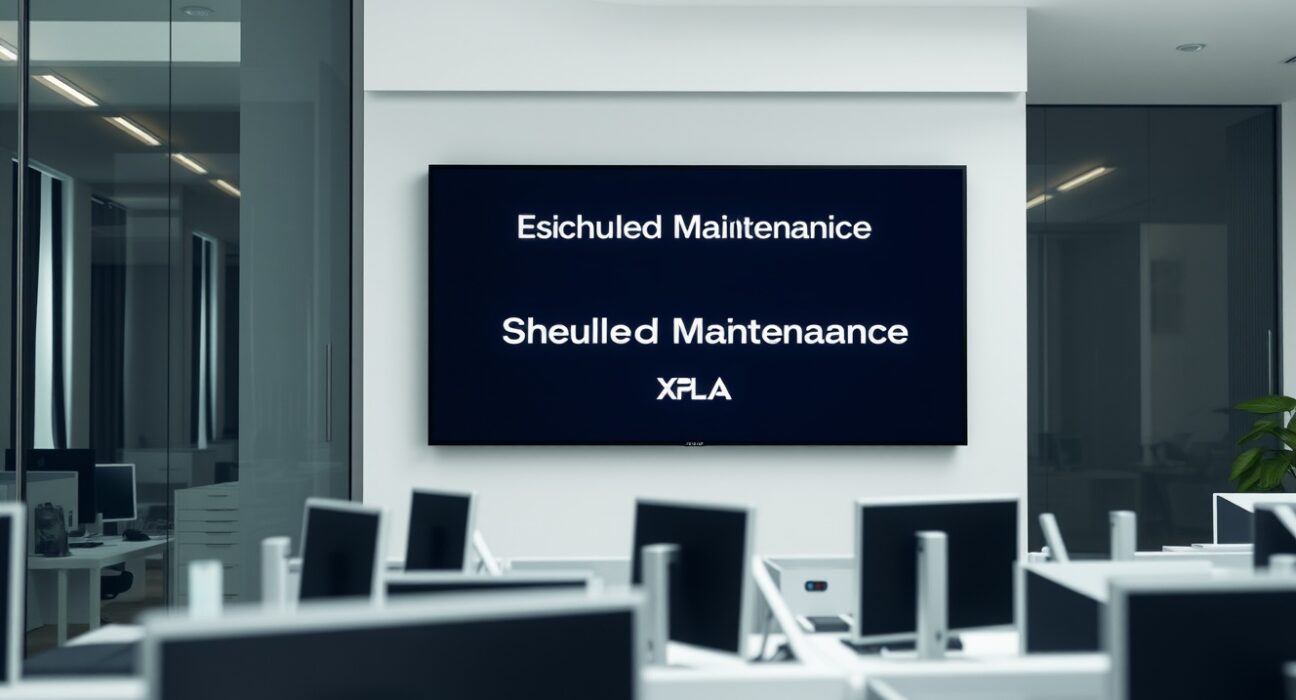 Bithumb exchange announcement screen showing XPLA maintenance notice in Seoul office