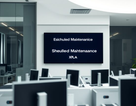 Bithumb exchange announcement screen showing XPLA maintenance notice in Seoul office