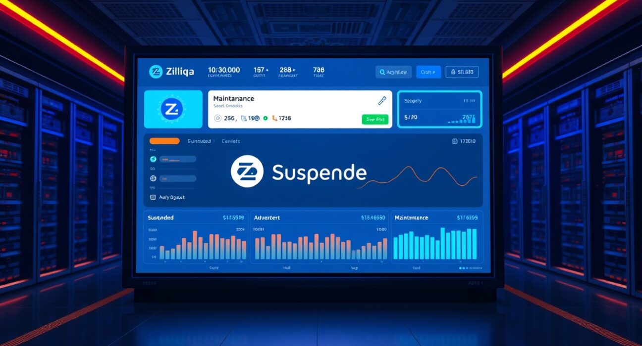 Bithumb exchange dashboard showing Zilliqa (ZIL) deposit and withdrawal suspension notice for network upgrade