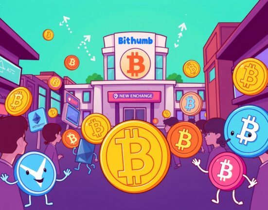 A vibrant digital marketplace symbolizing Bithumb's exciting expansion with new Bithumb trading pairs and enhanced crypto opportunities.