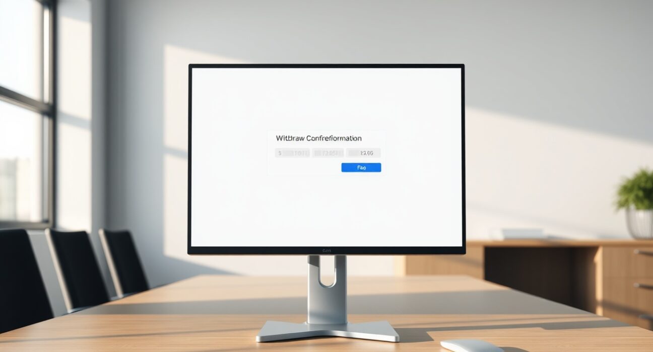 Bithumb cryptocurrency exchange interface showing withdrawal fee confirmation dialog in professional office setting